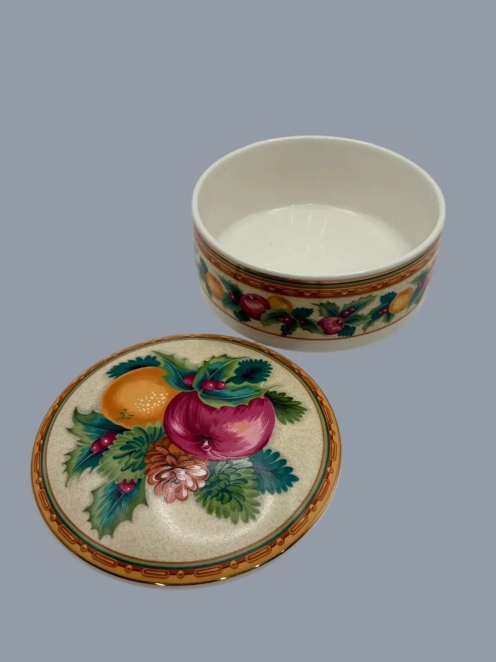Mikasa Holiday Fruit Round Covered Trinket Box Candy Dish UT111/683 Japan 5